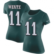 Women's Nike Philadelphia Eagles #11 Carson Wentz Green Rush Pride Name & Number T-Shirt