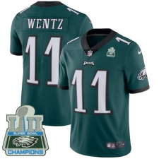 Youth Nike Philadelphia Eagles #11 Carson Wentz Midnight Green Team Color Vapor Untouchable Limited Player Super Bowl LII Champions NFL Jersey