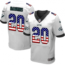 Men's Nike Philadelphia Eagles #20 Brian Dawkins Elite White Road USA Flag Fashion NFL Jersey