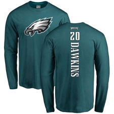 Nike Philadelphia Eagles #20 Brian Dawkins Green Backer Long Sleeve T-Shirt