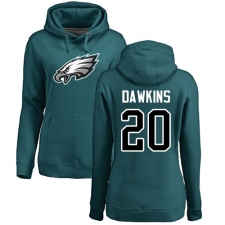 Women's Nike Philadelphia Eagles #20 Brian Dawkins Green Name & Number Logo Pullover Hoodie