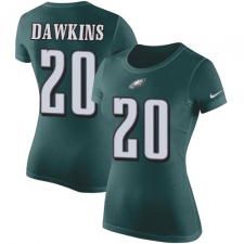 Women's Nike Philadelphia Eagles #20 Brian Dawkins Green Rush Pride Name & Number T-Shirt