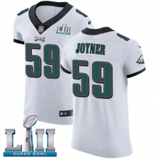 Men's Nike Philadelphia Eagles #59 Seth Joyner White Vapor Untouchable Elite Player Super Bowl LII NFL Jersey