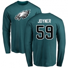 Nike Philadelphia Eagles #59 Seth Joyner Green Name & Number Logo Long Sleeve T-Shirt