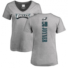 Women's Nike Philadelphia Eagles #59 Seth Joyner Ash Backer V-Neck T-Shirt