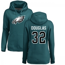 Women's Nike Philadelphia Eagles #32 Rasul Douglas Green Name & Number Logo Pullover Hoodie