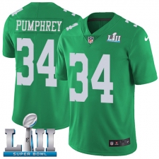 Men's Nike Philadelphia Eagles #34 Donnel Pumphrey Limited Green Rush Vapor Untouchable Super Bowl LII NFL Jersey