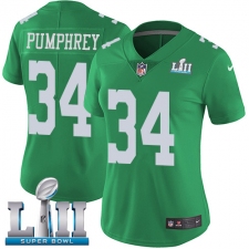 Women's Nike Philadelphia Eagles #34 Donnel Pumphrey Limited Green Rush Vapor Untouchable Super Bowl LII NFL Jersey