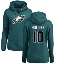 Women's Nike Philadelphia Eagles #10 Mack Hollins Green Name & Number Logo Pullover Hoodie