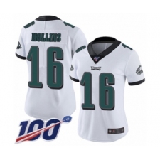 Women's Philadelphia Eagles #16 Mack Hollins White Vapor Untouchable Limited Player 100th Season Football Jersey