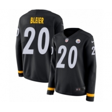 Women's Nike Pittsburgh Steelers #20 Rocky Bleier Limited Black Therma Long Sleeve NFL Jersey