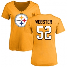 NFL Women's Nike Pittsburgh Steelers #52 Mike Webster Gold Name & Number Logo Slim Fit T-Shirt