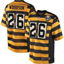 Men's Nike Pittsburgh Steelers #26 Rod Woodson Elite Yellow/Black Alternate 80TH Anniversary Throwback NFL Jersey