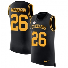 Men's Nike Pittsburgh Steelers #26 Rod Woodson Limited Black Rush Player Name & Number Tank Top NFL Jersey