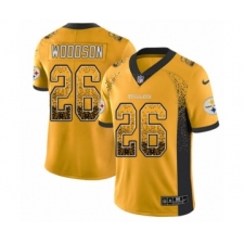 Men's Nike Pittsburgh Steelers #26 Rod Woodson Limited Gold Rush Drift Fashion NFL Jersey