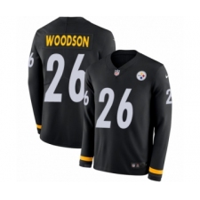 Youth Nike Pittsburgh Steelers #26 Rod Woodson Limited Black Therma Long Sleeve NFL Jersey