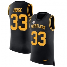 Men's Nike Pittsburgh Steelers #33 Merril Hoge Limited Black Rush Player Name & Number Tank Top NFL Jersey