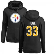 NFL Women's Nike Pittsburgh Steelers #33 Merril Hoge Black Name & Number Logo Pullover Hoodie