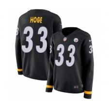 Women's Nike Pittsburgh Steelers #33 Merril Hoge Limited Black Therma Long Sleeve NFL Jersey