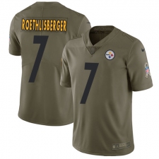 Men's Nike Pittsburgh Steelers #7 Ben Roethlisberger Limited Olive 2017 Salute to Service NFL Jersey