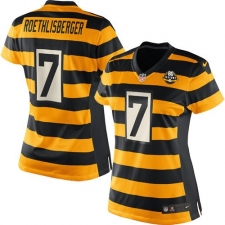 Women's Nike Pittsburgh Steelers #7 Ben Roethlisberger Elite Yellow/Black Alternate 80TH Anniversary Throwback NFL Jersey