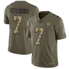 Youth Nike Pittsburgh Steelers #7 Ben Roethlisberger Limited Olive/Camo 2017 Salute to Service NFL Jersey