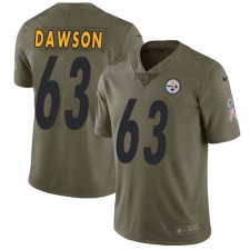 Men's Nike Pittsburgh Steelers #63 Dermontti Dawson Limited Olive 2017 Salute to Service NFL Jersey