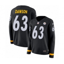 Women's Nike Pittsburgh Steelers #63 Dermontti Dawson Limited Black Therma Long Sleeve NFL Jersey