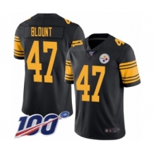Men's Pittsburgh Steelers #47 Mel Blount Limited Black Rush Vapor Untouchable 100th Season Football Jersey