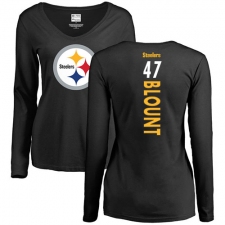 NFL Women's Nike Pittsburgh Steelers #47 Mel Blount Black Backer Slim Fit Long Sleeve T-Shirt