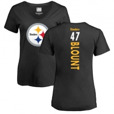 NFL Women's Nike Pittsburgh Steelers #47 Mel Blount Black Backer Slim Fit T-Shirt