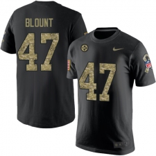 Nike Pittsburgh Steelers #47 Mel Blount Black Camo Salute to Service T-Shirt