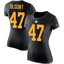Women's Nike Pittsburgh Steelers #47 Mel Blount Black Rush Pride Name & Number T-Shirt