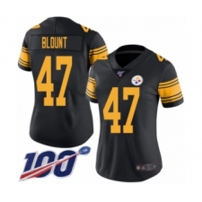Women's Pittsburgh Steelers #47 Mel Blount Limited Black Rush Vapor Untouchable 100th Season Football Jersey