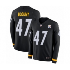 Youth Nike Pittsburgh Steelers #47 Mel Blount Limited Black Therma Long Sleeve NFL Jersey