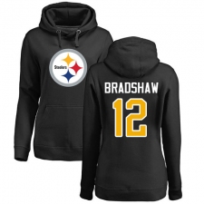 NFL Women's Nike Pittsburgh Steelers #12 Terry Bradshaw Black Name & Number Logo Pullover Hoodie