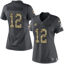 Women's Nike Pittsburgh Steelers #12 Terry Bradshaw Limited Black 2016 Salute to Service NFL Jersey