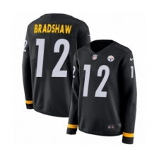 Women's Nike Pittsburgh Steelers #12 Terry Bradshaw Limited Black Therma Long Sleeve NFL Jersey