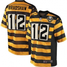 Youth Nike Pittsburgh Steelers #12 Terry Bradshaw Elite Yellow/Black Alternate 80TH Anniversary Throwback NFL Jersey