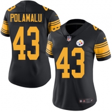 Women's Nike Pittsburgh Steelers #43 Troy Polamalu Limited Black Rush Vapor Untouchable NFL Jersey