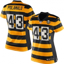 Women's Nike Pittsburgh Steelers #43 Troy Polamalu Limited Yellow/Black Alternate 80TH Anniversary Throwback NFL Jersey