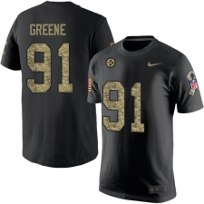 Nike Pittsburgh Steelers #91 Kevin Greene Black Camo Salute to Service T-Shirt