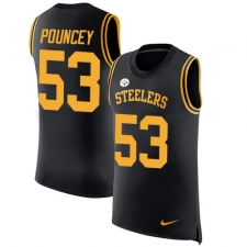Men's Nike Pittsburgh Steelers #53 Maurkice Pouncey Limited Black Rush Player Name & Number Tank Top NFL Jersey