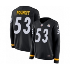 Women's Nike Pittsburgh Steelers #53 Maurkice Pouncey Limited Black Therma Long Sleeve NFL Jersey