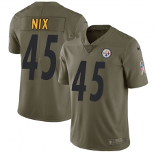Men's Nike Pittsburgh Steelers #45 Roosevelt Nix Limited Olive 2017 Salute to Service NFL Jersey