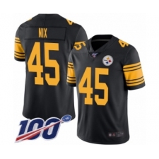 Men's Pittsburgh Steelers #45 Roosevelt Nix Limited Black Rush Vapor Untouchable 100th Season Football Jersey