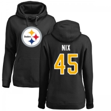 NFL Women's Nike Pittsburgh Steelers #45 Roosevelt Nix Black Name & Number Logo Pullover Hoodie