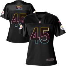 Women's Nike Pittsburgh Steelers #45 Roosevelt Nix Game Black Fashion NFL Jersey
