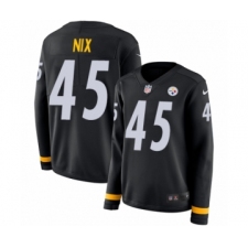 Women's Nike Pittsburgh Steelers #45 Roosevelt Nix Limited Black Therma Long Sleeve NFL Jersey