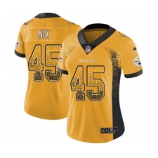 Women's Nike Pittsburgh Steelers #45 Roosevelt Nix Limited Gold Rush Drift Fashion NFL Jersey